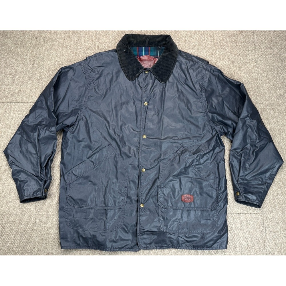 Woolrich Waxed Men's Waxed Full Button Plaid Lined Made In USA Jacket Size XL